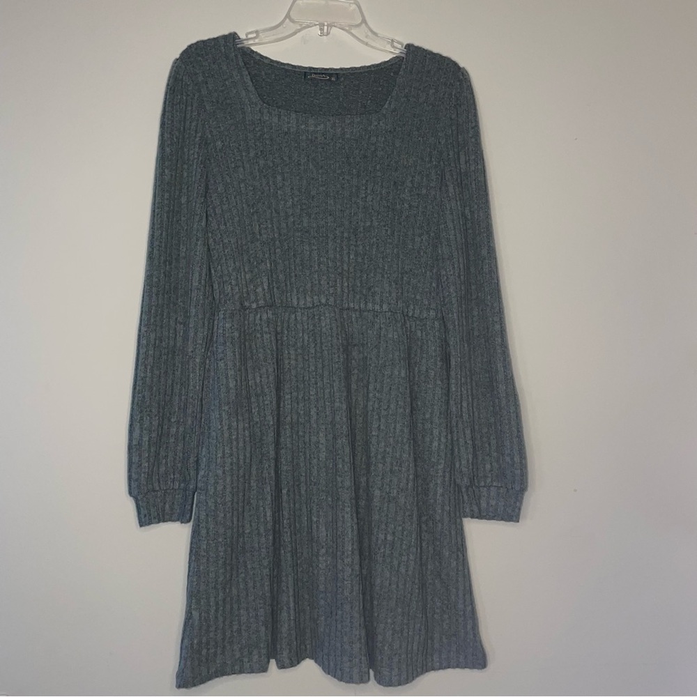 Ofeefan Gray/Green Ribbed Knit Dress